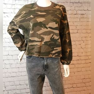 ⭐️ ATM Anthony Thomas Melillo french terry jungle camo crew sweatshirt medium